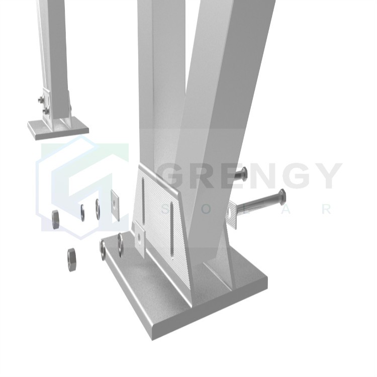 base of solar carport mounting system